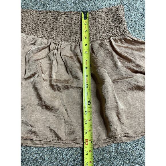 Aerie Mini Skirt Copper Color Pebble Look Material Elastic Waist Womens Size XL - Picture 7 of 8